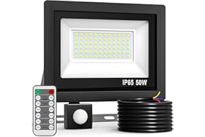 Realky 50W Fernbedienung LED Strahler mit Bewegungsmelder, 5000LM Außenstrahler Helligkeit Einstellbar & Timing Funktion 6500K Superhell LED Aussenstrahler mit Bewegungsmelder für Garten Garage Hof