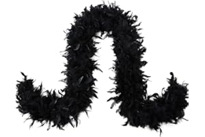 EOYVAIL Boas de déguisement pour enfants,Écharpe en plumes noires de 2 m, grande taille, décoration de mariage, emballage de bouquet DIY