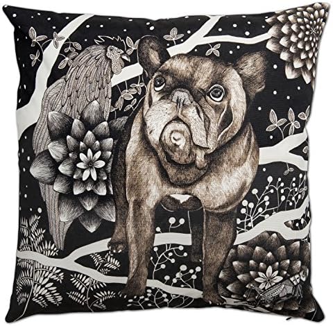 Nadja Wedin Design The French Dog – Cushion Cover Cotton 48 x 48 cm, Black/White