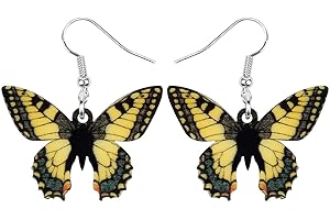 DOWAY Pendientes colgantes de mariposa amarilla acrílica para mujeres y niñas, joyería de gota, decoración de regalos de mariposa de primavera y verano