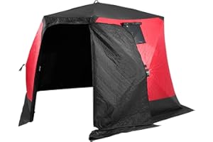 VEVOR Portable Ice Shelter, 6-8 Person Insulated Pop-Up Ice Fishing Tent, 50 Square Feet Fishable Area, Thermal Ice Shanty for Winter Fishing, Ice Cube with Anchors, Ropes, Carrying Bag