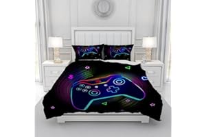 Gegeryozer Set di Biancheria da Letto Gamer 135x200 cm,Set di Copripiumini da Gamepad Stampati in 3D,Copripiumino Gamer in Microfibra con 2 Federe 50 x 75 cm(G4)