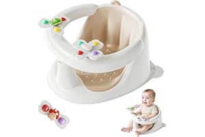 FOVVZDIL Baby Bath Seat 6 Months Plus with Toys Safe Infant Baby Bath Chair with Anti-Slip Suction Cups Design for Newborns to 12 Months Plus