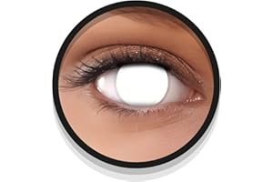 FXEYEZ Farbige Kontaktlinsen Halloween weiß BLIND WHITE, 2 Stück (1 Paar), Ohne Sehstärke, leicht einzusetzende weiße Linsen, ACHTUNG: Nur 60% Sehvermögen - 2 x farbig weisse Kontaktlinse