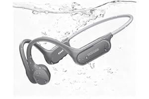 DOOGEE Knochenschall Kopfhörer, IP68 Kopfhörer Schwimmen, 10H Sport Lauf Drahtlos Bluetooth 5.4 Open-Ear Kopfhörer mit 32GB MP3 Doppelmodus für Radfahren, Unterwasserschwimmen, Fitness(Hellgrau)