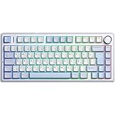 Aula F75 Mechanical RGB TKL GrayWood V4 Switch Wireless Macro Hot Swap Turkish Q Keyboard Ice Blue