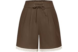 Belle Poque Bermuda pour femme - Taille haute - En coton - Taille élastique - Pour les loisirs
