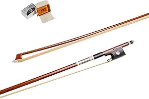 MI&VI NB-530 Classic Violin Bow 4/4 (Full Size) with Bow Soft Bag and Rosin for Bow Hairs Included - Ebony Frog - Well Balanced - Light Weight - Real Mongolian Horse Hair (Violin 4/4) - MI&VI Music