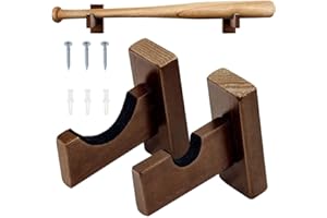 Lxoraziy 2 Pezzi Supporto da Parete per Mazza da Baseball, Display Orizzontale Staffa Parete Porta Mazza, con Feltro Supporto a Parete Baseball per Softball, Hockey Stick Display Case(Marrone)