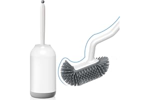 ‎HAMITOR HAMITOR Klobürste Silikon Toilettenbürste mit Halter: Flexible Wc Bürste mit randreiniger - Schnell Trocknendem Klobürstenhalter Set für Badezimmer Zubehör- Hängende Toilet Brush Weiß Ohne Bohren