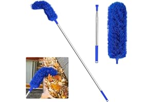 INTCHE Brosse de Nettoyage de GouttièRe Outil de Toiture avec Mât TéLescopique Extensible 8,2 Pieds Outil de Nettoyage de Facile à Retirer, Bleu