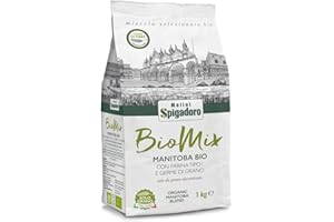 Molini Spigadoro Mix Manitoba Bio (1kg) miscela di farine tipo 1 da grano 100% Italiano Decorticato e germe di grano per pan brioche, croissant, panettone, e tutti i tipi di lievitati salati e dolci