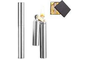 Idota Zapalniczka w stylu vintage, mechaniczna zapalniczka, srebrna, do ponownego napełniania, do kuchni, na kemping, prezent