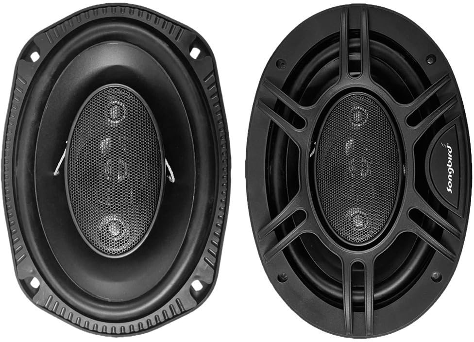 SONG BIRD 6''x9'' Oval 600W Max 3 Way with Scratch Proof Plastic Frame 2 Speaker in Box SB-B69-6S Coaxial Car Speaker (600 W)|Tray Speakers
