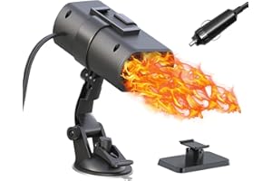 KQLHLHDYZ 12V 200W Chauffage de Voiture, 2 en 1 Chauffage et Ventilateur Voiture, Chauffage Portable Voiture Desembueur Dégivreur Pare Brise Auto avec Base Rotative à 360 Degrés pour Voiture et SUV