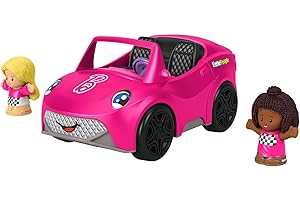 ​Barbie Convertible by Fisher-Price Little People, push-along vehicle with sounds and 2 figures for toddler and preschool pretend play, HJN53