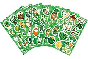 Tsathoggua St Patricks Day Stickers, Green Shamrock Stickers DIY Lucky Irish Green Clover Stickers for St. Patrick's Day Party Supplies Decorations, Cards, Gift Bags