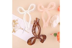 Kesfey Bow Hair Claw Clips for Women 3 PCS Large Claw Clip Cute Bows Strong Hold Nonslip Accessories for Girls Thick Hair