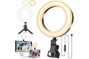 EVERSHOP Ring Light with Tripod Stand&Clip for Laptop,Video Conference Lighting,5" Led Selfie Ring Light Webcam Zoom Meeting Light for PC Monitor/MacBook/iMac/Makeup/YouTube/Live Streaming/Photo/TiK Tok