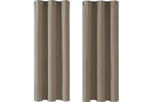 Deconovo Tende Oscuranti per Interni 2 Pezzi 160 CM Altezza, Tende Termiche Isolanti con Occhielli per Soggiorno Moderne, 107x160 CM (Larghezza x Altezza), Cachi