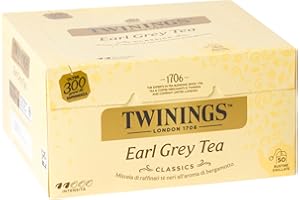 Twinings, Earl Grey Tea, Miscela di Tè Neri Selezionati con Aroma al Bergamotto, Gusto Morbido e Bilanciato, Infusi e Tisane, Formato Convenienza, 1 Confezione da 50 Filtri