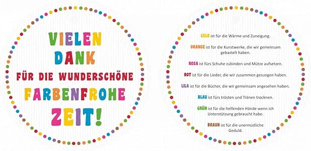 5 Anhänger"Vielen Dank für die wunderschöne farbenfrohe Zeit