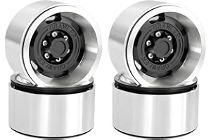 RcThjia 1.9 Metal Beadlock Wheels for 1/10 RC Crawler/Trail Truck, Compatible with Axial SCX10/Capra/TRX-4, CNC-Machined Alloy Rims Heavy-Duty Off-Road Performance Black