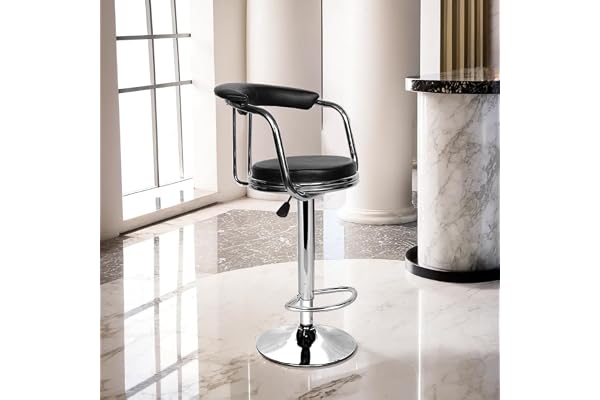 ROSE Kiya Height Adjustable & Revolving Bar Stool/Kitchen Chair Suitable for Kitchen, Cafeteria, Dining, Office,Shops (Pack of 1) (Jet Black)