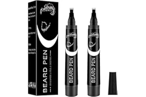 RUBYTINT Beard Dye for Men – Waterproof Formula with 4-Prong Tip – Helps Fill & Shape for a Natural Look Multi-Use Beard Pen Filler (black 2pcs)