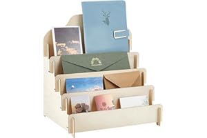 UNICRAFTALE Espositore per biglietti di auguri a 4 livelli, in legno, con supporto in cartone, portatile, supporto adesivo multiuso, per venditore, supporto per cartoline, adesivo