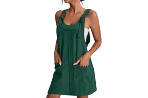 AMDOLE Cocktail Dresses for Women Evening Party with Sleeves Women Soild Pinafore Square Apron Garden Work Pinafore Dress Suspender Dress Long Sleeve Dress plus Size