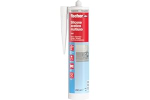 Fischer Silicone Acetico Multiuso SAM 280 Trasparente, Sigillante Antimuffa per Vetro, Alluminio, Smalto, Ceramica, Adatto per Bagno e Cucina, 9351