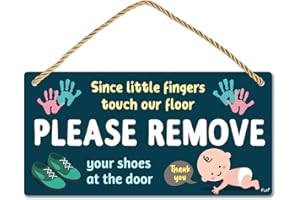 Fun-Plus Panneau à suspendre en plastique PVC avec inscription « Please Take Your Shoes Off » - 25,4 x 12,7 cm