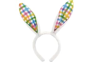 LARFRAECY Cerchietto Coniglio, Cerchietti Per Orecchie Di Coniglio Plaid Colorato motivi Cosplay Animal Ear Headpiece Per Le Bomboniere Del Partito Cosplay Compleanno Vacanze