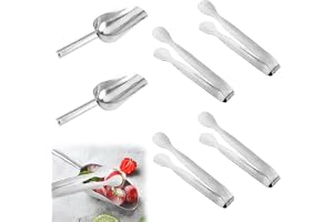 Sockertänger i rostfritt stål, 4 stycken sockertänger och 2 stycken isspade, isbitstång, godistång, kökstång, för bröllop, kök, bar, godis, dessert, buffé, glass