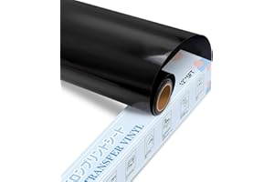 YRYM HT Heat Transfer Vinyl - 12" x 5ft(30.5x152CM) Black Premium HTV Vinyl Roll for T-Shirts,Black Iron on Transfers for DIY Heat Vinyl Design - Easy to Cut & Weed