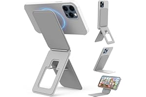 Bettdow Stativ Ständer für iPhone 16/15/14/13/12 Serie, Tragbarer Telefon Stativ Ständer für Self-Vlogging, Surfen, Makrofotografie, Videoanrufe, Leichter Telefonhalter Handy Ständer, Grau