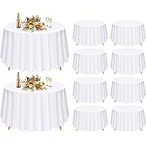 Weiße Runde Tischdecken, 308 Cm, 10 Stück – Waschbare Polyesterdecken Für Party & Restaurant