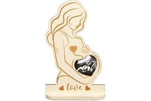 MONCAP Schwangere Mama Bump Foto Schwangere Bilderrahmen Holz Ultraschall Sonogramm Bilderrahmen Liebe im Bauch Schwangere Mutter Geschenke Baby Ultraschall Fotorahmen für Werdende Mutter Babyparty