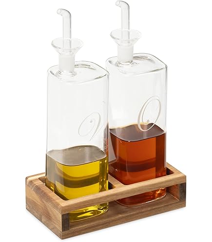 Set Dispenser Olio E Aceto Toscana - 2 Bottiglie Da 250ml Con Supporto, Anti-Goccia, Design Elegante - Foto 11