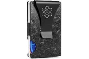 ROSSM Tarjetero Hombre con Bloqueo RFID para Tarjetas de Crédito - Cartera para Hombre Minimalista de Carbono y Metalica con Pinza y Banda Elástica para Billetes