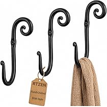 RTZEN Portasciugamani da bagno in stile fattoria, realizzato a mano, in ferro battuto, barra dritta per montaggio a parete, nero opaco, per casa o ufficio, 43,2 cm, adatto per asciugamani da 35,6