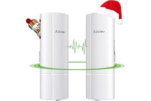AdaLov Gigabit WLAN Bridge Outdoor CPE365, 5.8GHz Wireless Bridge,16dBi Richtfunk WLAN,3KM Punkt-zu-Punkt-Netzwerk für Kamera/Shop/Scheune/Gerätehaus,24V PoE (CPE365-Gigabit/Keine Klammern)