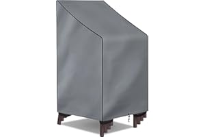 ‎BONSPORT bonsport Abdeckung für Gartenstühle Hochlehner Wasserdicht - Gartenstuhl Abdeckung für bis zu 6 Stühle aus 600D Oxford Polyester - Schutzhülle Stapelstühle Hülle Gartenmöbel, grau