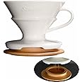 Somark Pour Over Coffee Dripper (Maker) V60 Ceramic With Wood Drip Tray