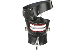 COOLCHANGE Máscara de goma de Ken Kaneki para los fans de Tokyo Ghoul | Con parche para los ojos de cuero PU