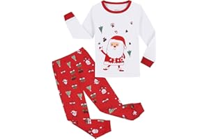 Gumyoss Kids Christmas Pyjamas Girls Xmas Pjs Cotton Long Sleeve Toddler Santa Pyjama Sets Age 2-13 Years