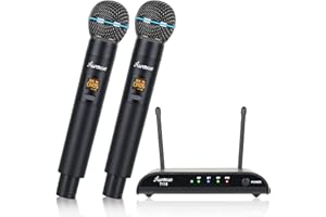 Asmuse Sistema di microfoni palmari senza fili a doppia frequenza UHF Microfono Bluetooth professionale con ricevitore per Karaoke Party, KTV, Chiesa, casa
