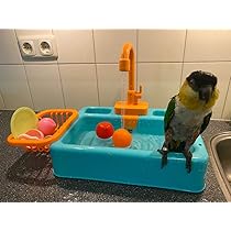 Vasca Da Bagno Automatica Per Uccelli Con Rubinetto Finto - Giocattolo Divertente Per Pappagalli E Animali - Foto 3