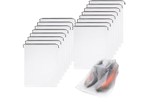 Sheryl&Rain 16Pcs Shoe Bags,30x40CM Waterproof Translucent Travel Shoes Bags with Drawstring,Portable Travel Shoe Storage Bags,Multifunctional Dustproof Storage Bag Shoes